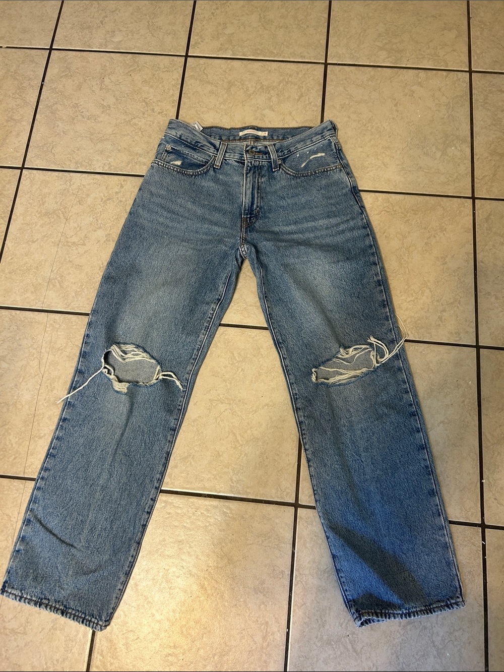 Signature by Levi Strauss Distressed Blue Wide-Leg Jeans